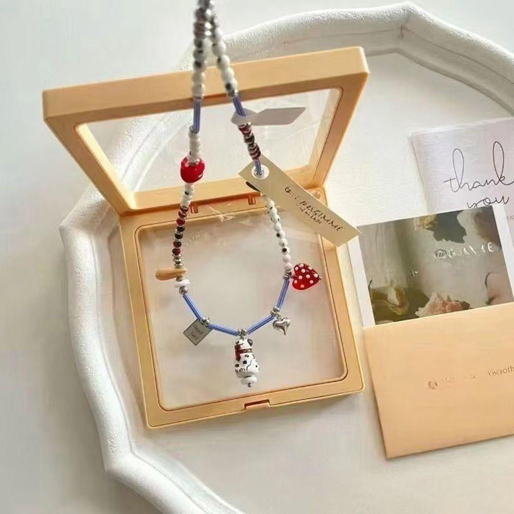 

Handmade Puppy Pendant Choker Cute Pendant Dog Lover Jewelry Beaded Necklace for Women Girls