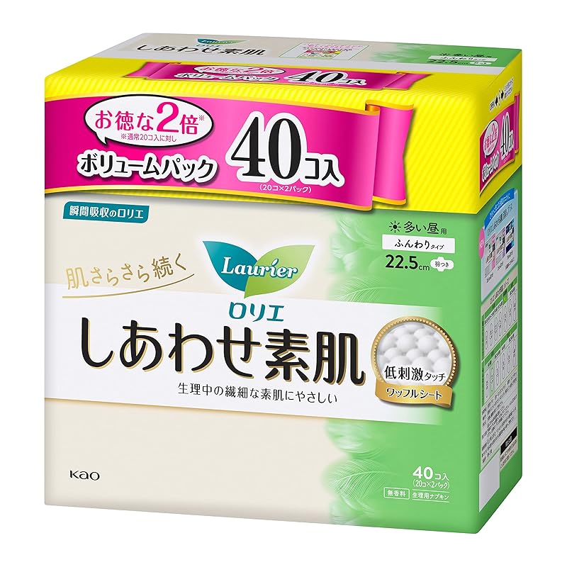 

Laurier [Share Pack] Happy bare skin Soft type Large daytime use with wings 22.5cm 20 pieces × 2 sets (40 pieces)