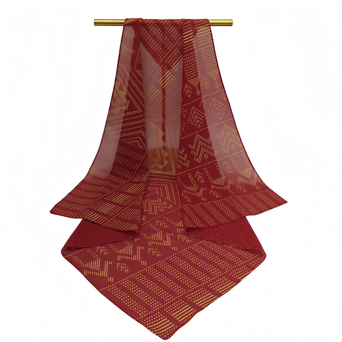 

Cross-border 1920s Retro Glamorous Gold Scarf Pearl Chiffon Breathable Sunscreen Seasonal Fashion Square Scarf