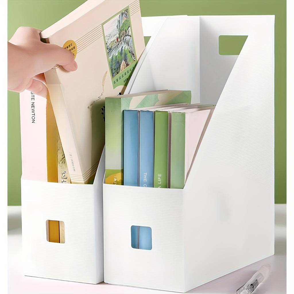 2PCS Multi-Function Magazine Holder File Organizers - White, Lightweight & Portable for Home Office Use, Document Organizer