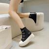 Women's High Canvas Shoe Design Buckle Strap Zip Simplicity Female Shoes Street Grace Waling Shoes