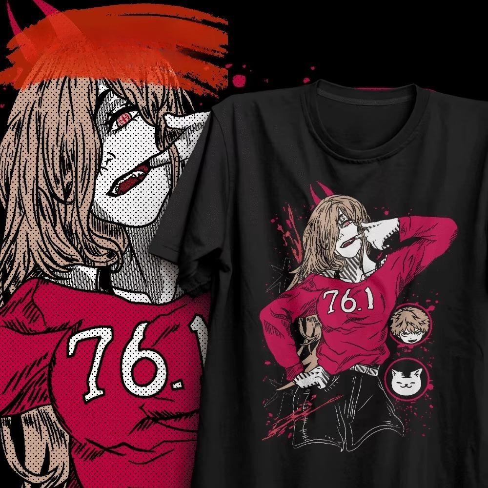 Chainsaw Unisex Anime Power 761 Printed Tshirt Unisexs and Womens Tshirt Unisexs Top Sports Tshirt 2026 Summer New Tee Streetwear S