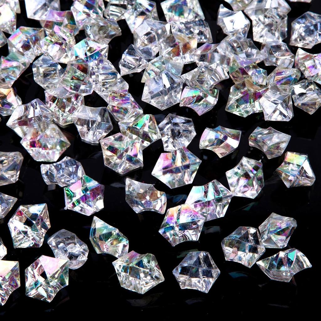 DomeStar Dazzling Fake Ice, 150PCS Sparkling Fake Diamonds, Iridescent Clear Gem Stones Vase Fillers DIY Crafts Wedding Table Scatter Decoration