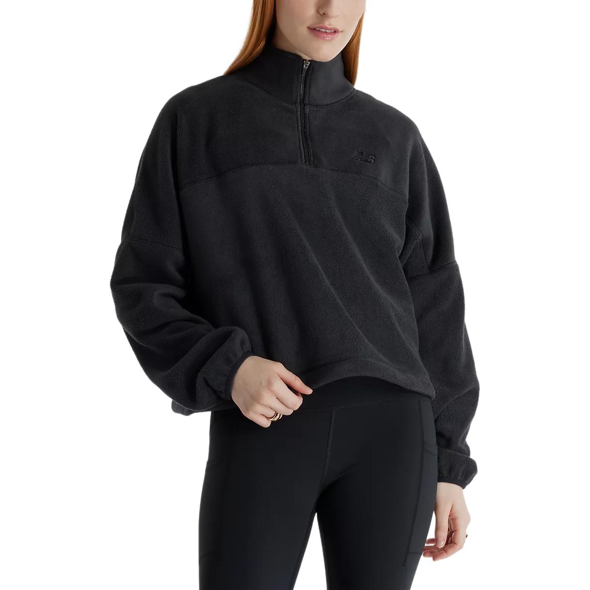 New Balance Half Zip Polar Fleece Velvet feel Coat Women s Black WT43529-BK S