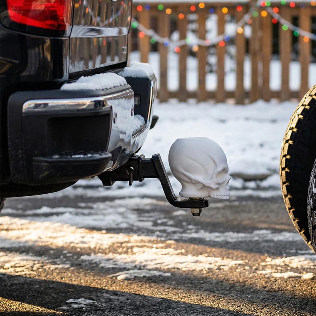 Kryt na tažné zařízení s designem lebky Dekorace pro automobil Kryt kulové hlavy přívěsu Měkká gumová ochrana pro 50 mm