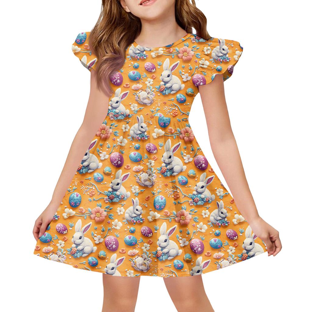 Girls' Summer Princess Dress - A-Line T-Shirt Dress Easter Day