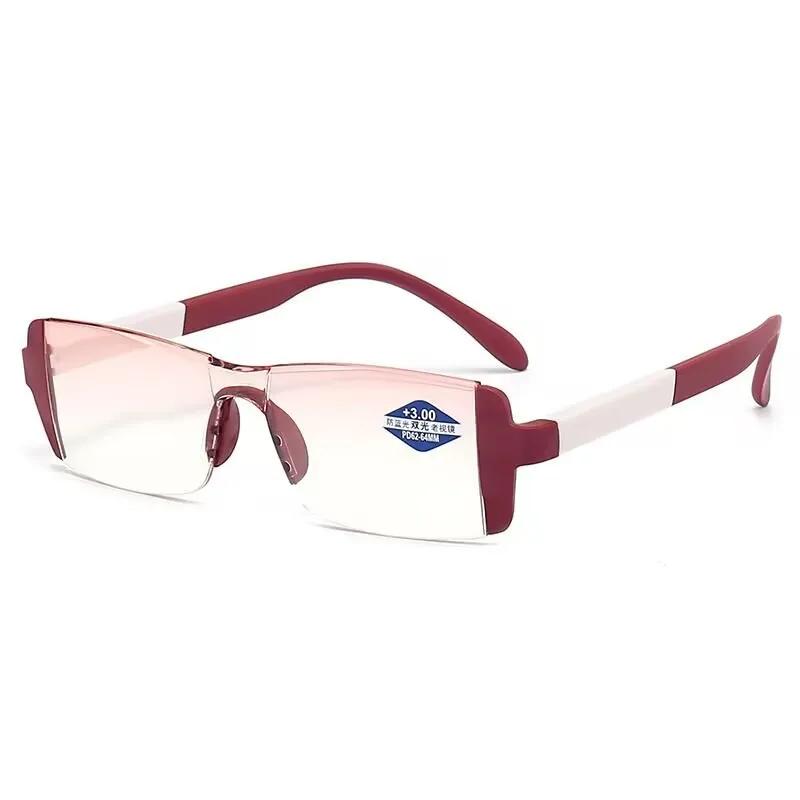 Unisex Fashion Bifocal Reading Glasses Trendy Rimless HD Far Sight Eyeglasses Men Women Ultralight Near Far Eyewear +1.0+1.5+4.0