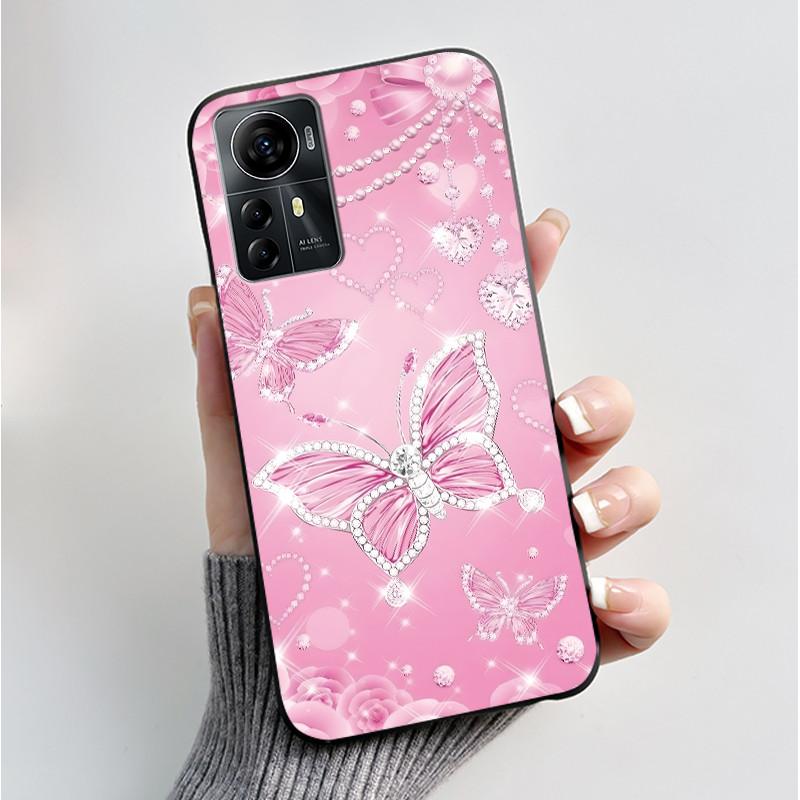 Für ZTE Blade A72S A7050 Hülle Für ZTE Blade V41 Smart Cover Luxus Mode Schmetterling Blume Silikon Weich Schwarz TPU Stoßfänger Schale