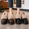 Winter Women Slip On Fur Loafers Platform Chunky Sole Plush Lined Warm Cotton Ankle Boots Casual Fashion Versatile Leather Shoes