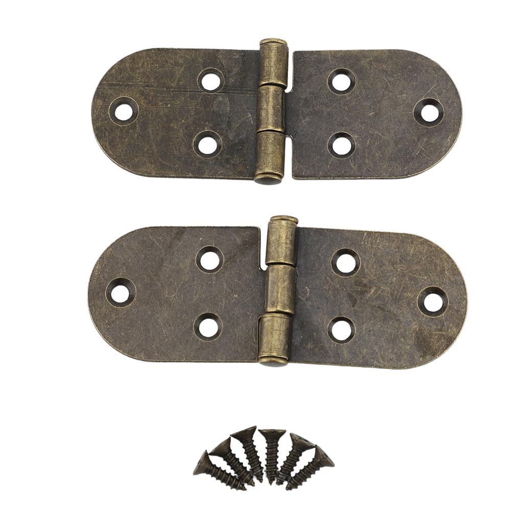 10 Pcs Folding Hinges, Heavy Duty Folding Flush Hinge 180 Degree Round Hinge Retro Sewing Machine Top Hinge with Mounting Screws for Sewing