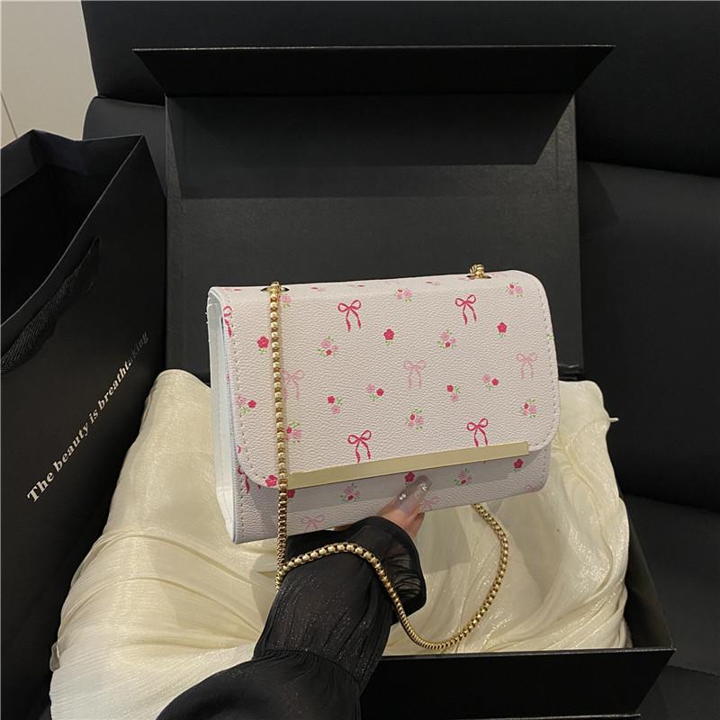 

Popular fashion versatile chain bag women s new bow simple shoulder messenger bag белый