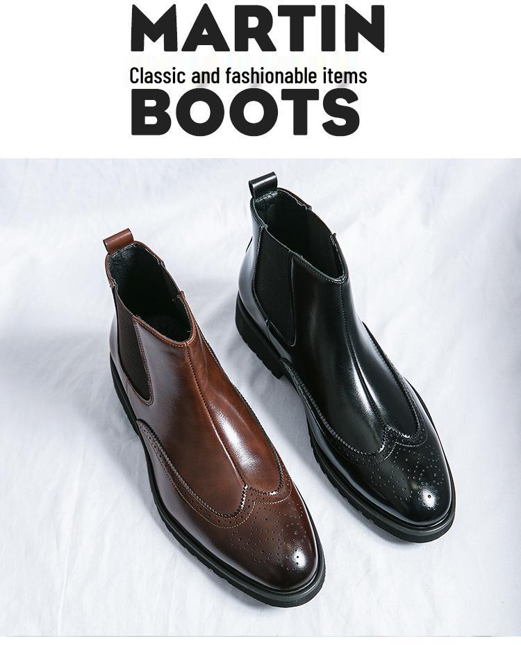 Men's Chelsea Boots: Color-Rubbed High-Top Leather, Outdoor Lace-Up, Plus Size, Autumn/Winter Fashion