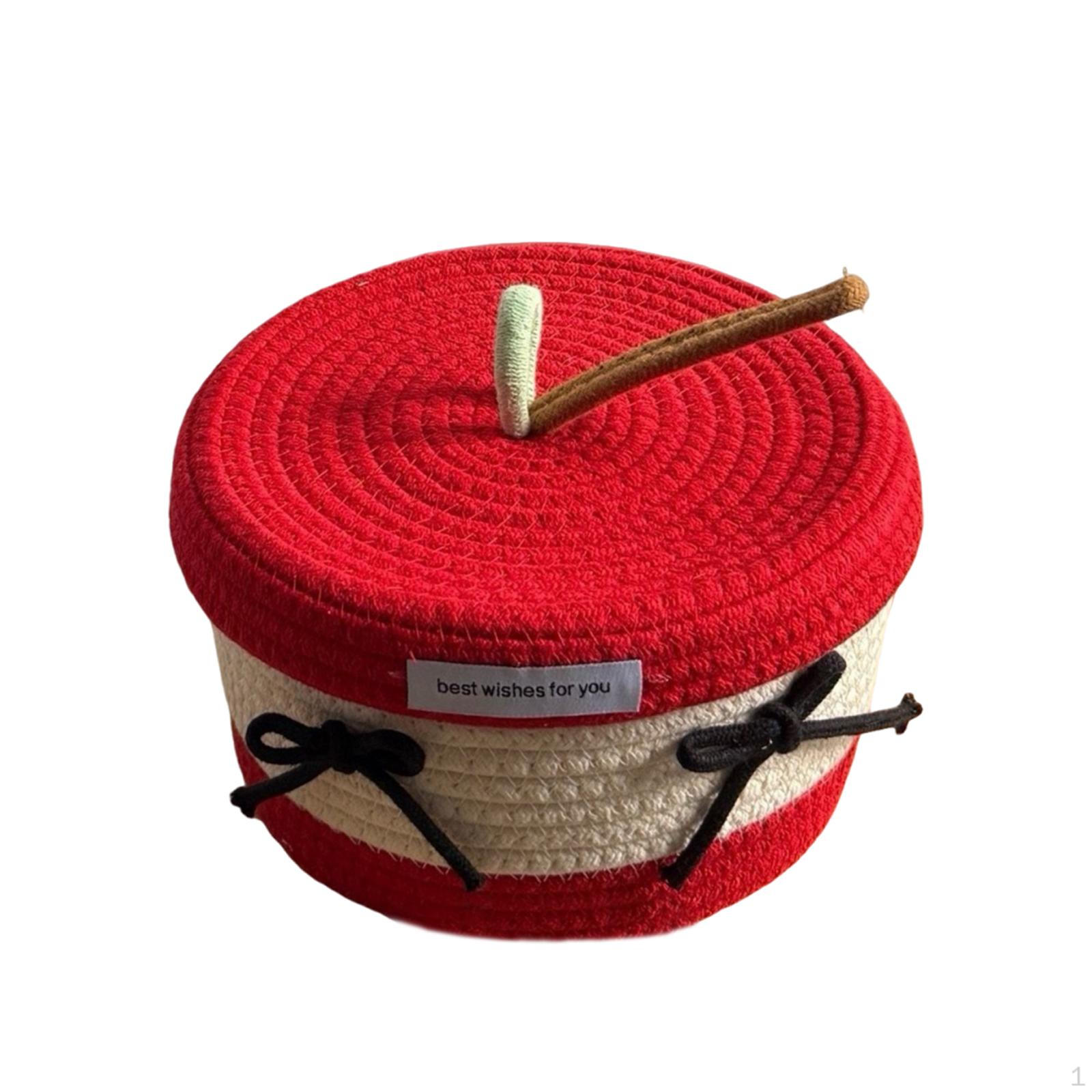 

Rope Storage Basket with Lid Organizer Bin Lidded Empty Decorative for Kitchen Nursery Living Room Bow knot