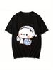 Cute Anime Couple T-Shirts Men and Women- BuBu Panda and DuDu Bear Sleeping Pattern T-Shirts