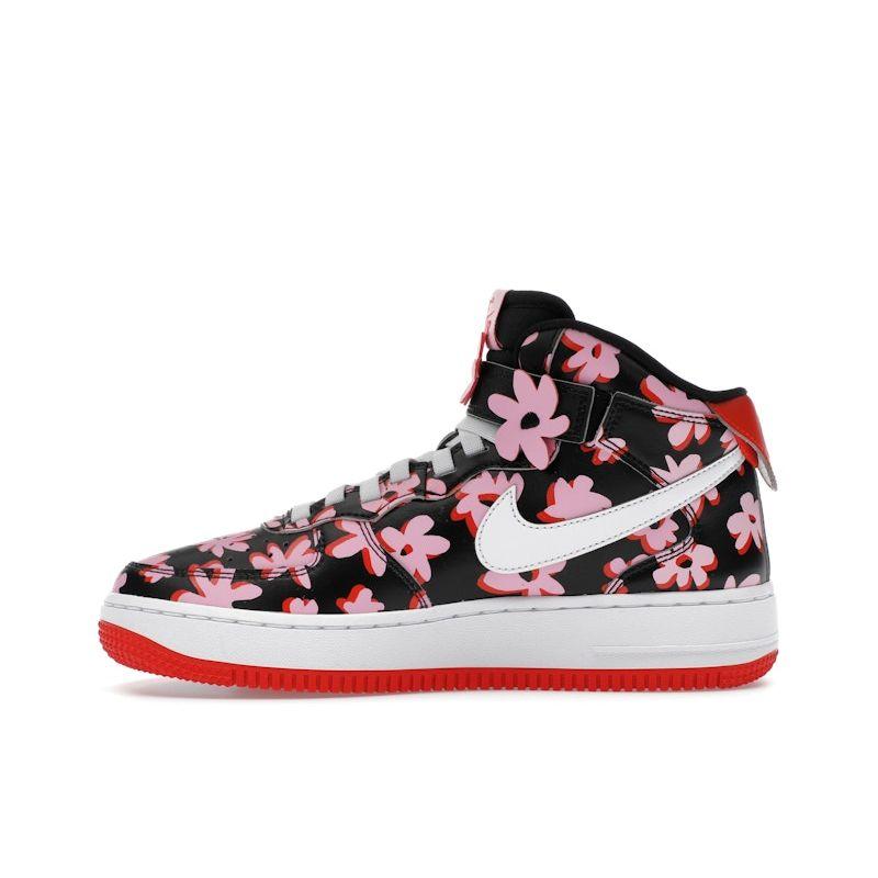 Nike Air Force 1 Mid EasyOn SE GS Flower Power Kids Sneakers Black Pink-Rise Picante-Red FQ3692-001