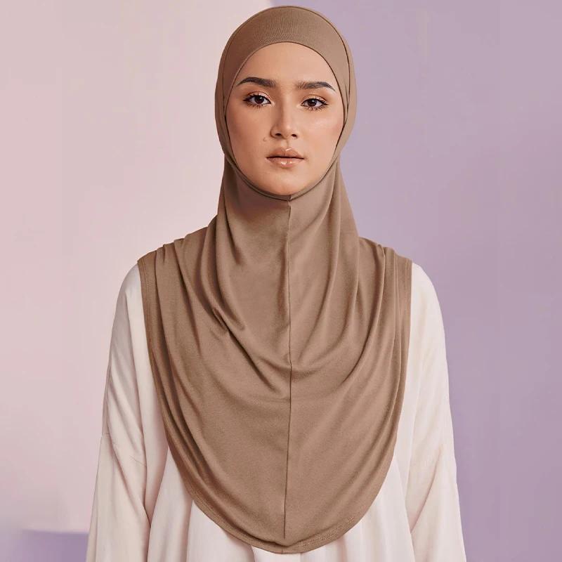 Malaysia Headwraps Caps Turban Ramadan For Fashion Women Muslim Instant Hijab One Piece Shawls Headband Khimar Scarf Femme