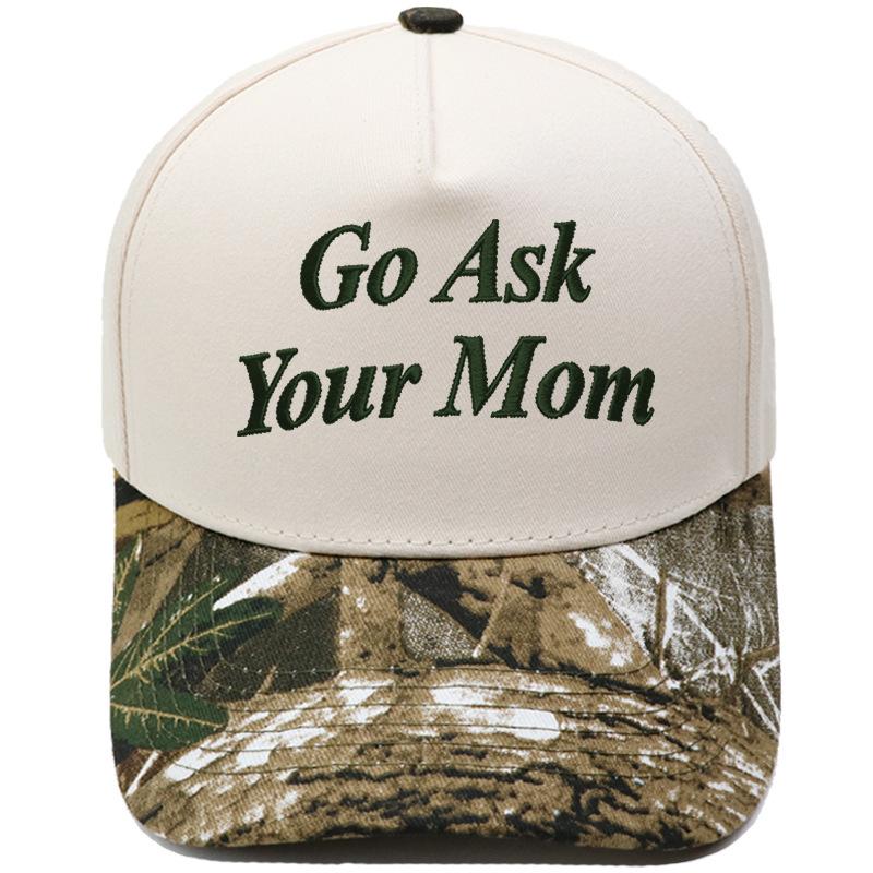 Go Ask Your Mom Embroidery Truck Driver Baseball Cap Color Matching Fun Men's and Women's Casual Sun Hats