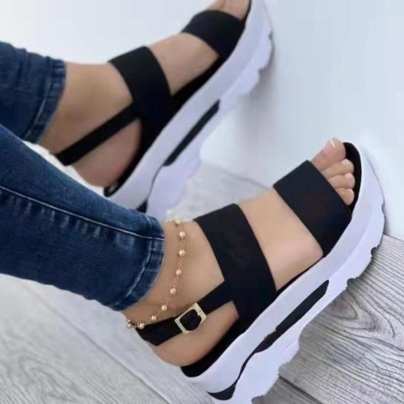 fashion Women Sandals With Heels Summer Shooes For Women Low Platform Sandals Heeled Shoes Elegant Women Summer Sandals Women's Footwear