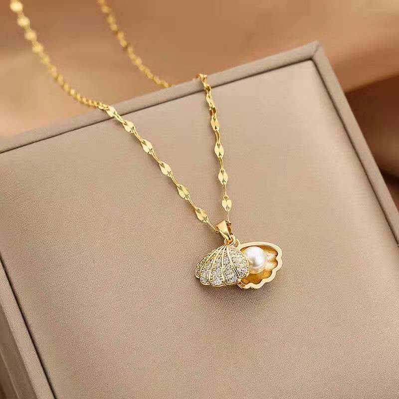 Peanut Pod Necklace Female Pearl Inlaid Valentine'S Day Gift Temperament Simple Style