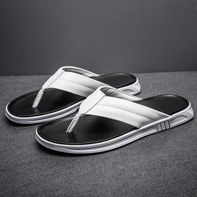 Fashion Men Genuine Leather Slippers Summer New Arrival Man Flip Flops Fashion Pinch Feet High Quality Male Beach Shoes Outdoor Footwear