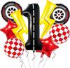 9 Pcs/set Lightning Racing Car Balloons Birthday Decoration Boy's Birthday Stripe Number Racing Party Decoration Inflatable Toys