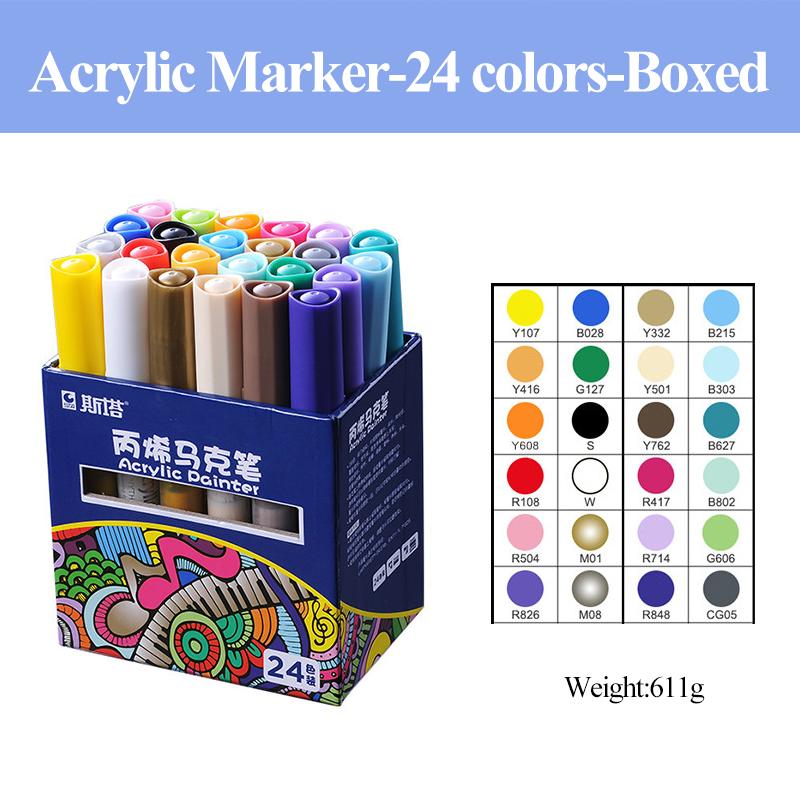 STA  Acrylic Marker Pen Waterproof mMulticolour Set For Stone Glass Metal Fabric Canvas Art School Student Supplies For Artist