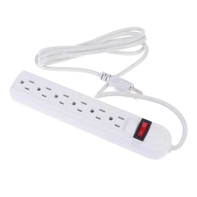 Us Power Strip 6 Outlet 2M Surge Protected Extension Cord On Off Switch Safe Socket For Home Office Dorm Electronic Charging