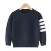 Pure cotton children's sweater boys and girls baby British college style round neck spring and autumn single-layer bottomed knitted sweater