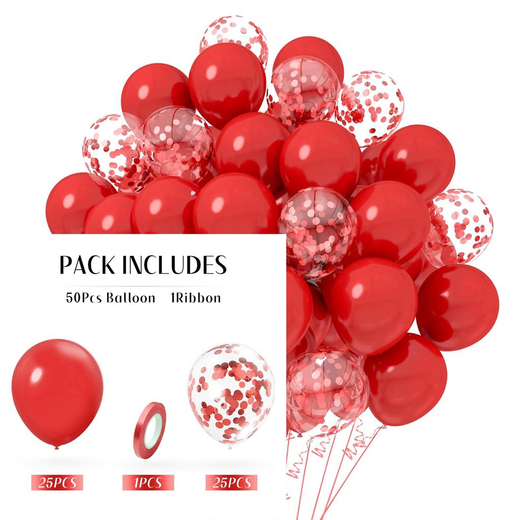 12inch 50pcs metal balloon set with confetti, suitable for weddings, birthdays, fashion parties, showers, graduation ceremonies