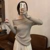 Slash Neck Knitwear Off Shoulder Top Women's Thin Bottomed Shirt Slim Long Sleeve Hotsweet Casual Commuting New Fashion