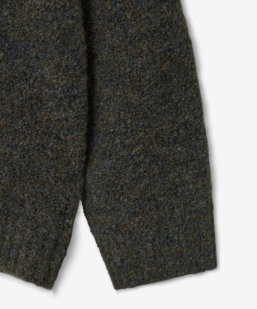 BLOND9 Soft Wool Boucle Round Knit_Dark Khaki