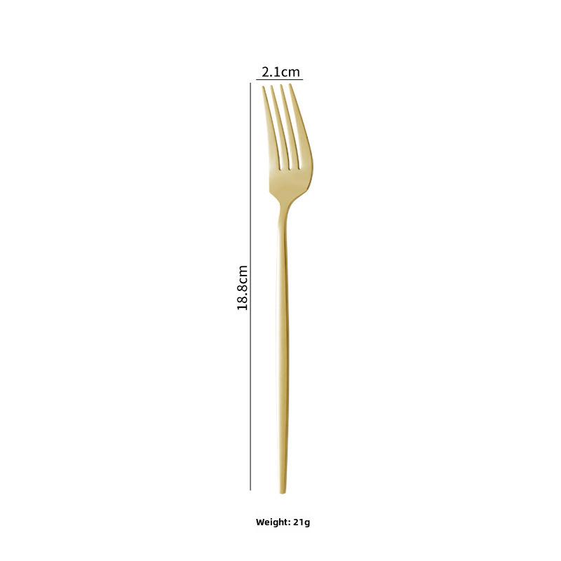 Gold-Plated Portuguese-Japanese Stainless Steel Cutlery Set: Knife, Fork, Dessert Spoon, Chopsticks, Ice Cream Spoon, Fruit Fork