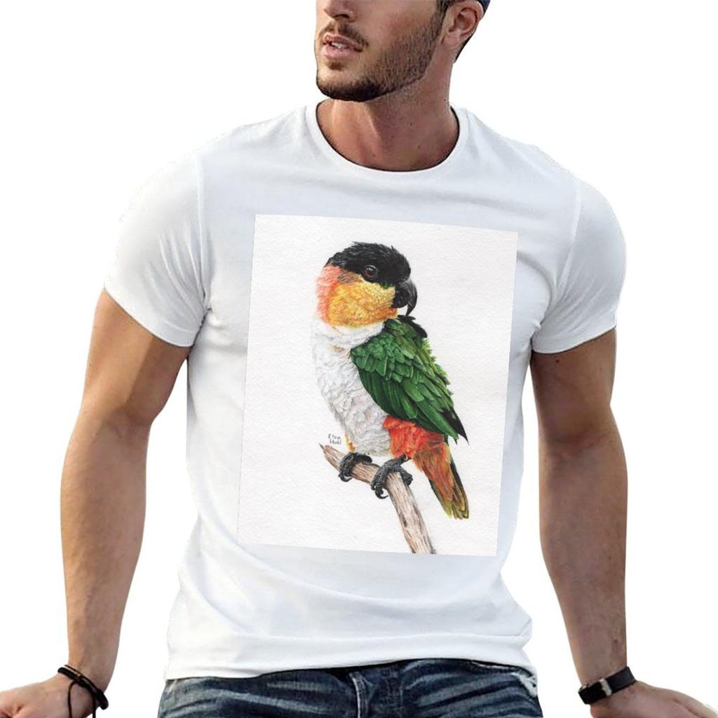 Caique Clock Caique Watercolor Painting TShirt Basic Solid Color Short Sleeve TShirt