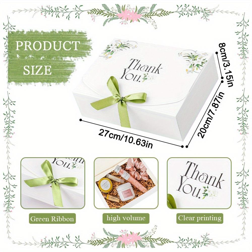 10pcs Kraft Paper Gift Boxes with Lids Bridesmaid Proposal Box Treat Box with Green Ribbon Party Favor Box with Gift Soap Gift Wrap Box for Birthday