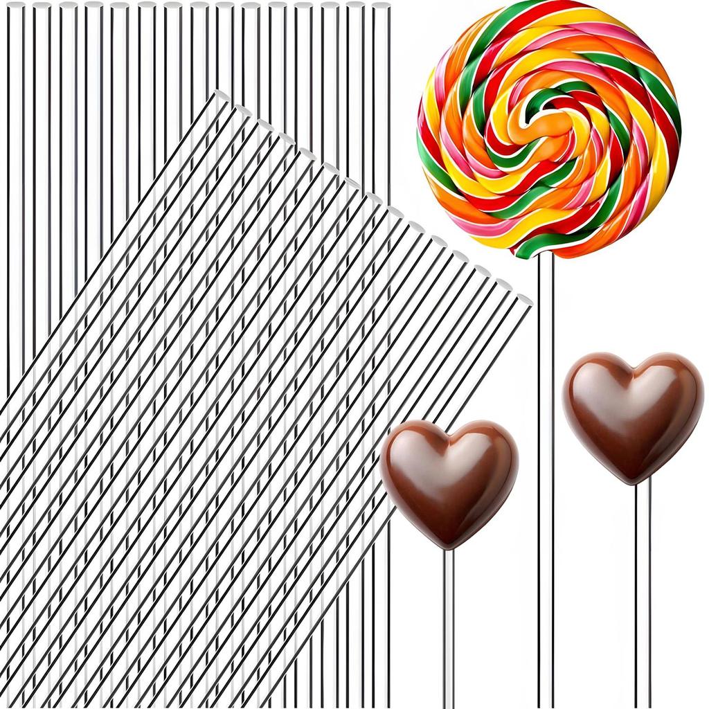 4/6/8inch Acrylic Lollipop Sticks Transparent Cupcake Toppers Stick Cake Topper Rods DIY Crafts Candy Dessert Party Decoration