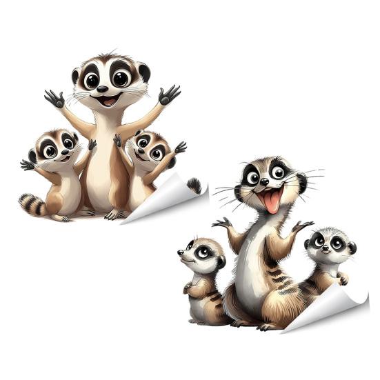 Adesivos Estáticos para Janela Animais Engraçados em Desenho Animado Decalque de Janela Reutilizável Adesivo Impermeável Removível para Quarto Escritório Casa Portas de Vidro Decoração de Janela