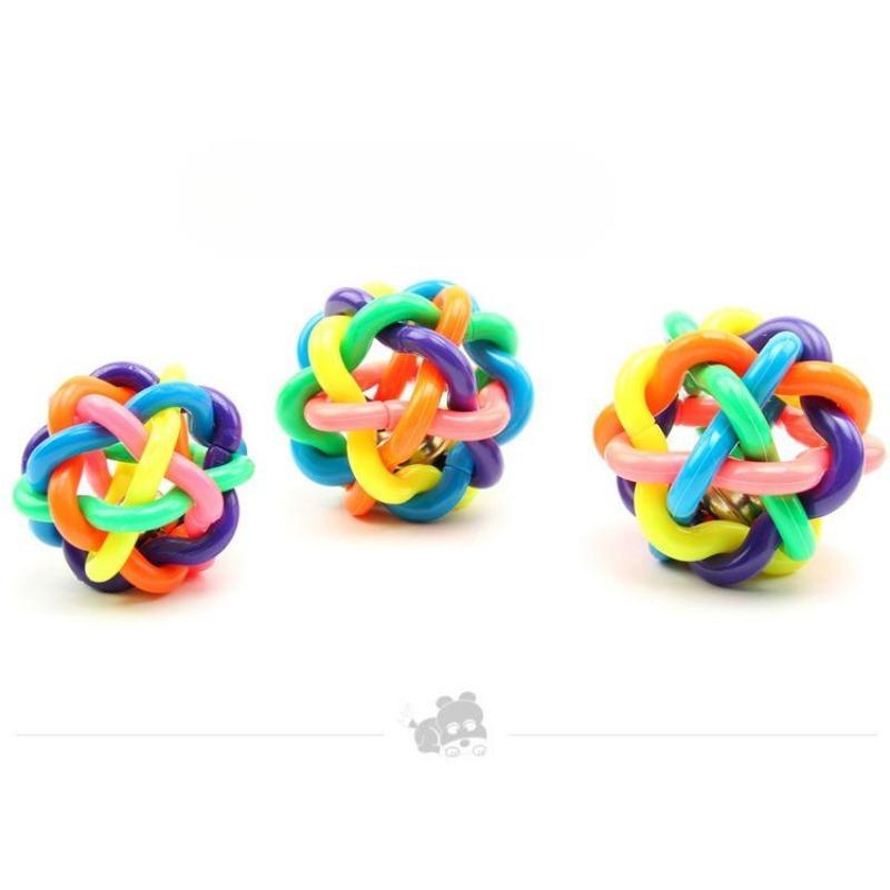 Pet Dog Ball Toys Colorful Bell Woven Toy Popular Dog Bite Resistant Rubber Pet Chewing Playing Fetching Nice Ball Products