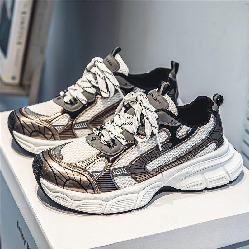 

Новые дышащие сетчатые туфли на весну, кроссовки на платформе, повседневная обувь, папины кроссовки 39