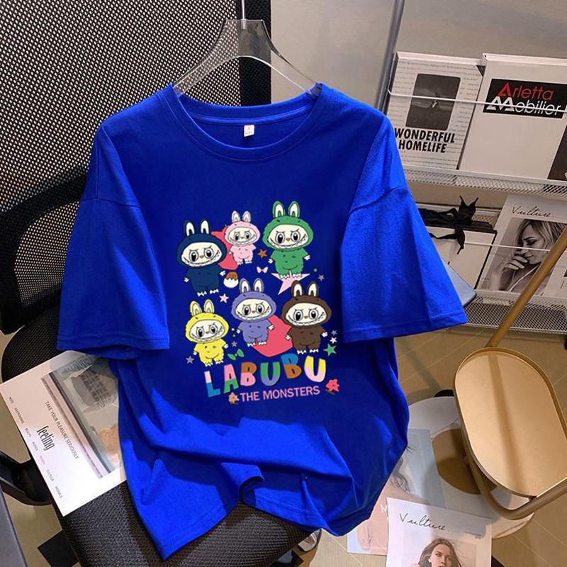 Local Brand Cotton Loose Short Sleeve T-shirts Women Printed Graphic Big Oversize Neck Round Tees