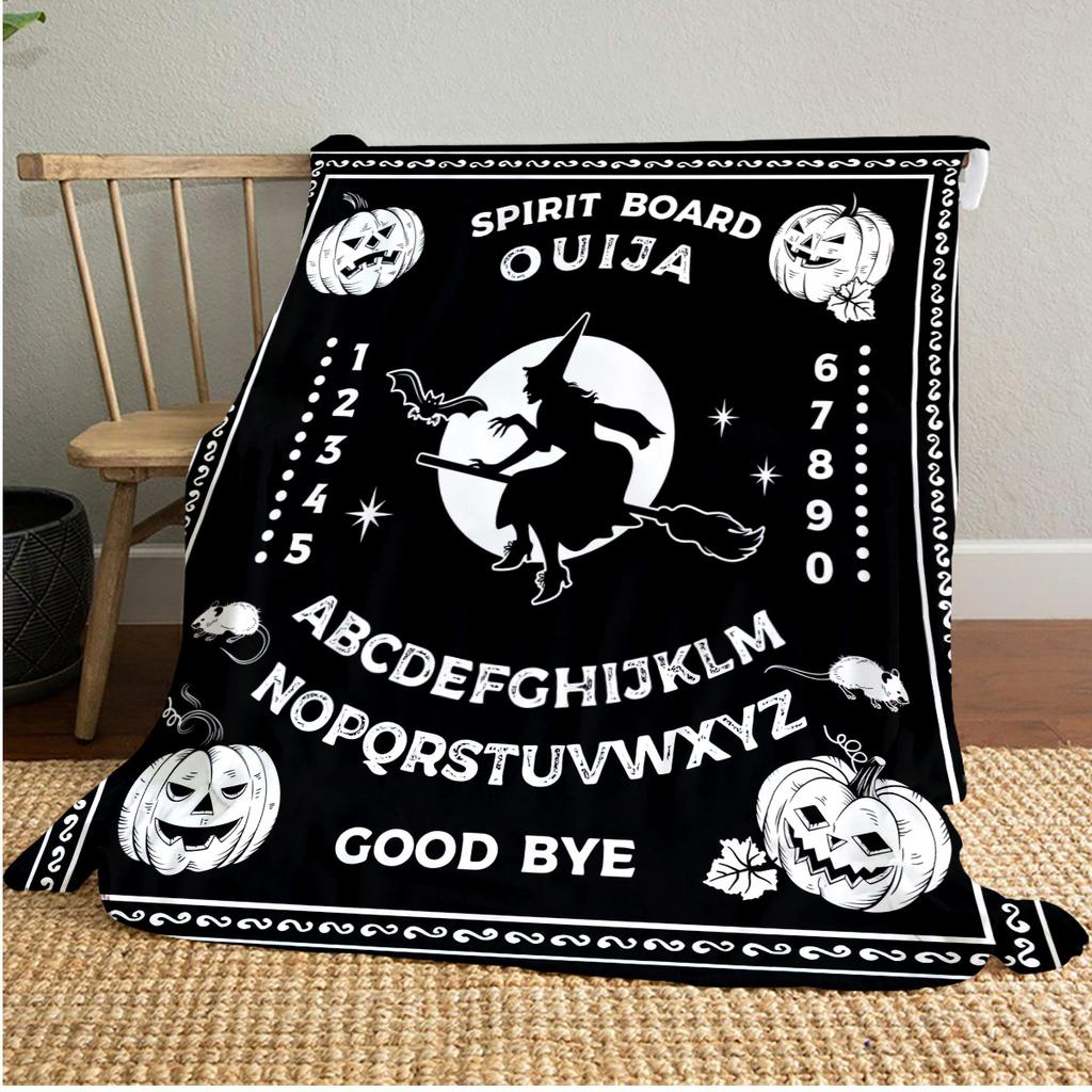 1PC Spirit Board Ouija Print Plush Blanket Perfect All Seasons Soft Comfortable Sofa Office Travel Festive Gift