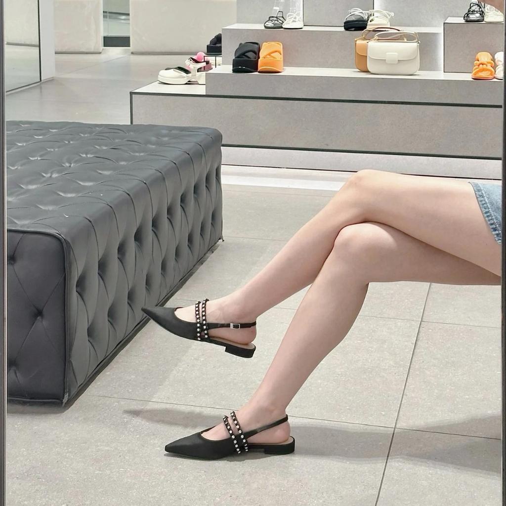 Fashion Black Pink Silk Slingback Sandals Women Designer Pointed Toe Crystal Band Summer Shoes Woman Back Strap Sandalias Mujer Size 43