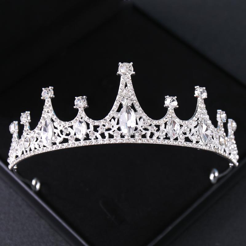 Silver Color Crystal Bridal Tiaras And Crowns Rhinestone Prom Princess Crown Tiara For Women Wedding Hair Accessories Jewelry