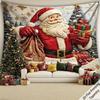 Christmas Wall Decor Tapestry, Vibrant 3D Santa with Gifts and Snowy Tree, Fabric Art for Indoor Outdoor Holiday Decorating