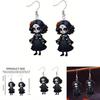 Halloween Themed Black Skull Rose Girl Four Pattern Women Acrylic Earrings For Unisex Daily Wear