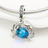 Original Copper Charms Beads Blue Crab Red Lobster Charms Pendant For Women Fine Diy Bracelet Jewelry Gifts