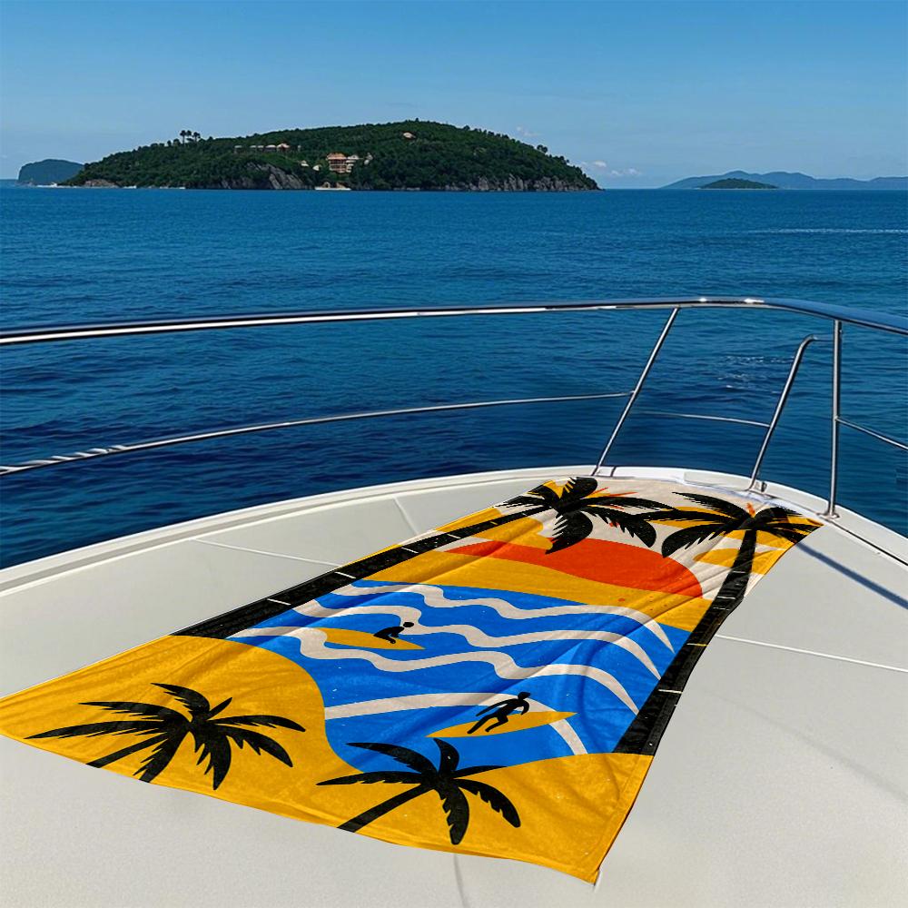 Retro Hawaiian atmosphere Beach Towel Quick Drying Travel Towel Unisex Soft Comfortable Quick Dry Portable for Men Women Beach