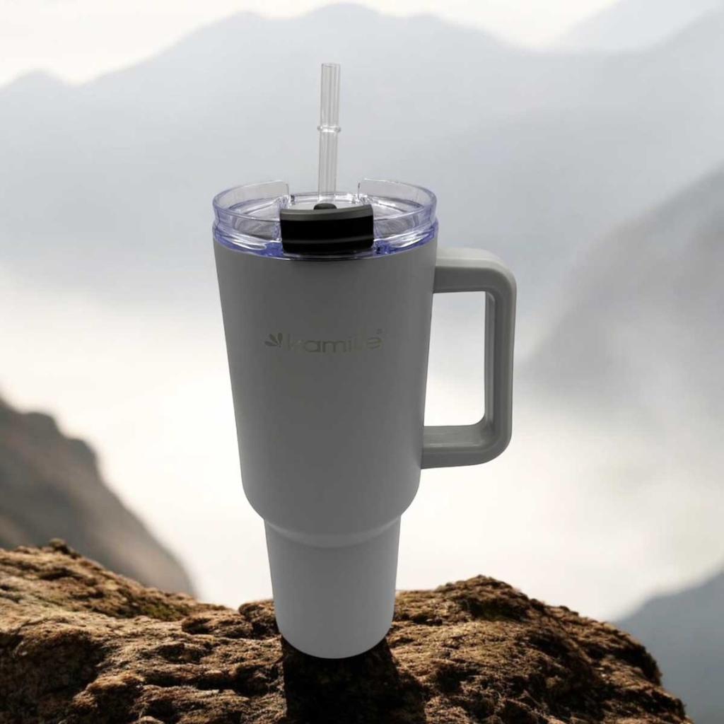 STAHL THERMOSKANNE 1200ml MIT GRIFF UND STROHHALM KM-2173