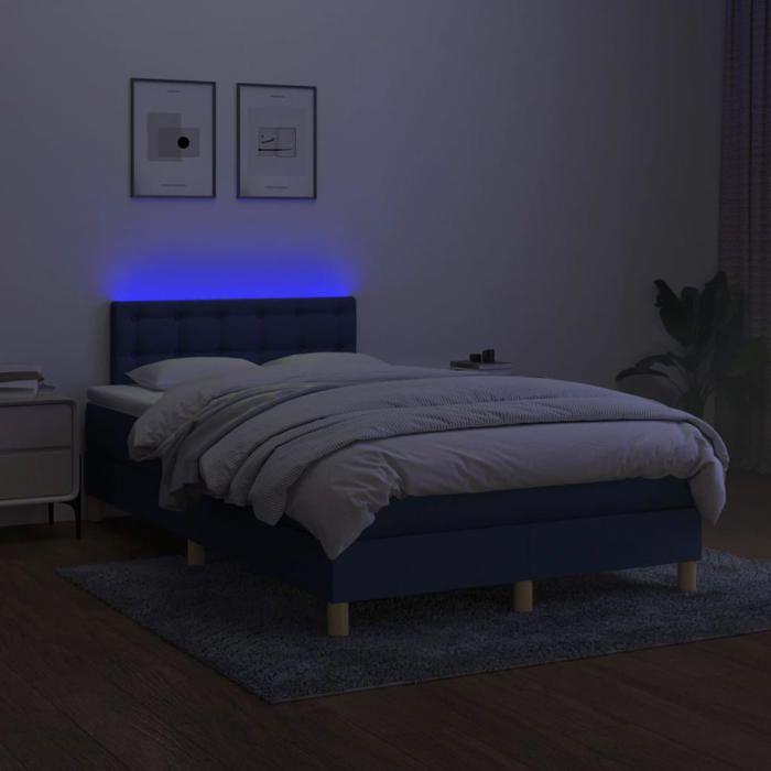 Maison Exclusive - Sommier à lattes de lit matelas et LED bleu 120x190 cm tissu