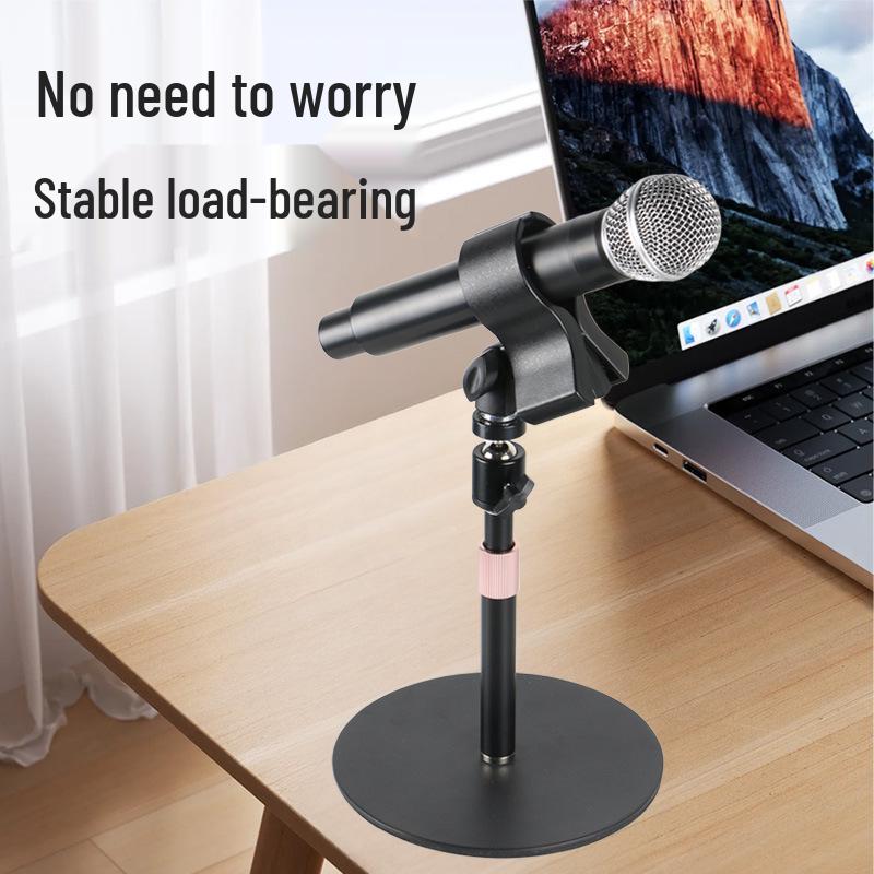 Wireless Desktop Microphone Stand with Weighted Metal Base for Streaming and Singing