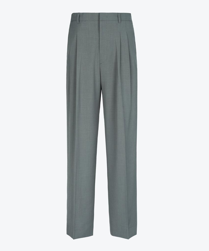 Legasi S/S Double-Pleat Wide Elastic Slacks - Melange Gray